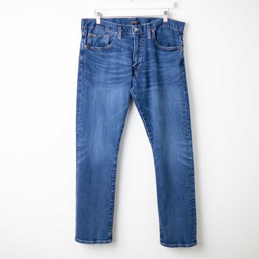 Polo Ralph Lauren Varick Slim Straight Mens 34x30 Blue Denim 5 Pocket